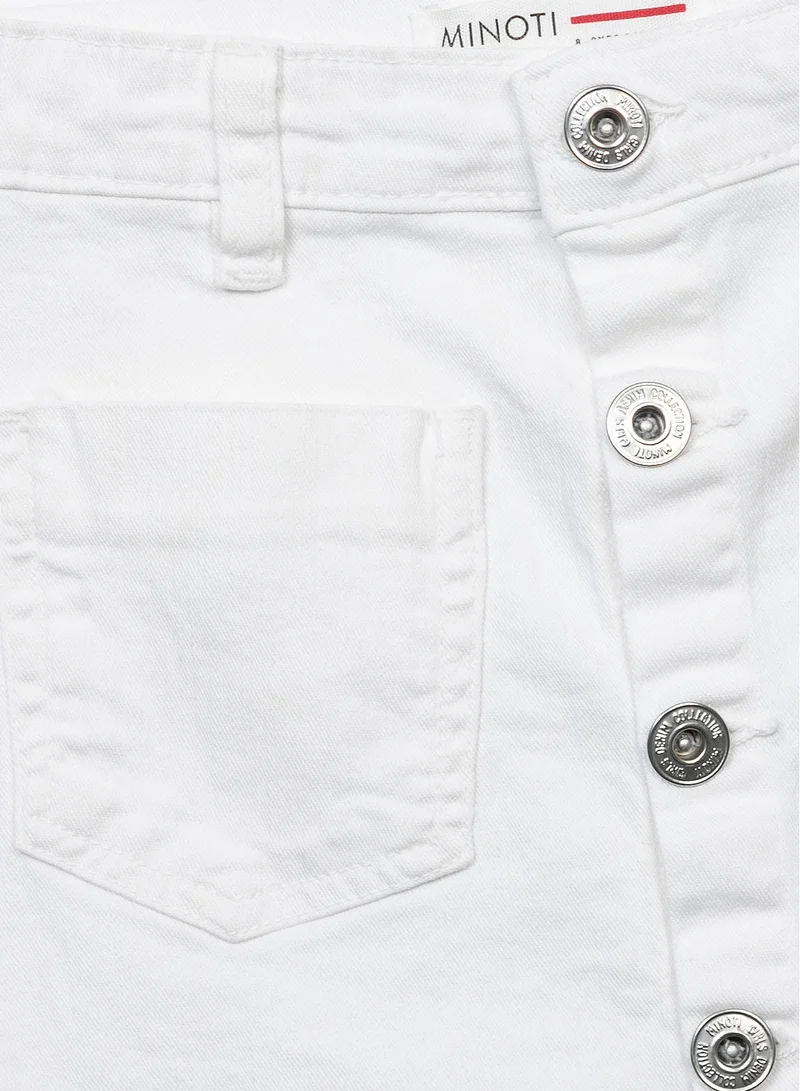 MINOTI Kids Girls Denim Skirt with Front Buttons and Raw Hem