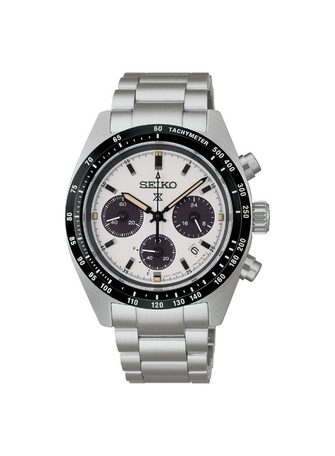 Seiko Prospex Speedtimer SBDL125 Solar Chronograph Men's Watch Sapphire Crystal 100M White Dial - Image 1