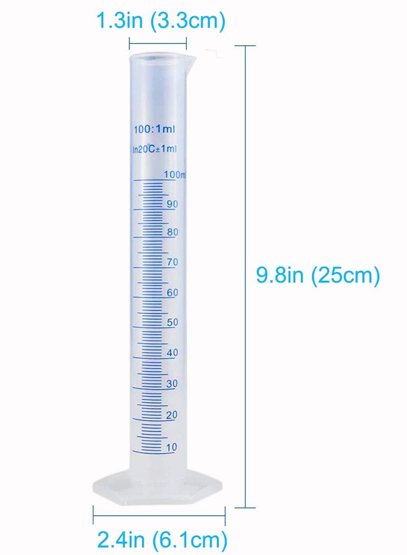 1pc 100ml Plastic Graduated Cylinder Measuring Cylinder 2-Sided Clear Marking Lab Cylinders for Home Kitchen School Science Laboratory Supplies - Image 2