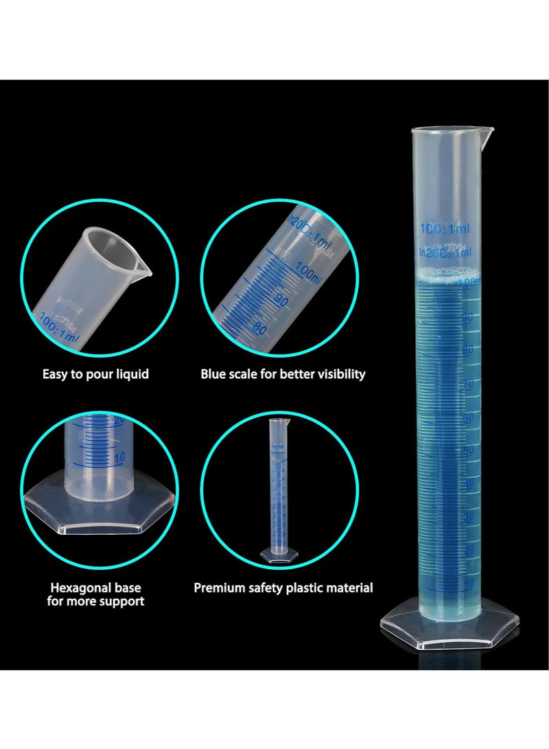 1pc 100ml Plastic Graduated Cylinder Measuring Cylinder 2-Sided Clear Marking Lab Cylinders for Home Kitchen School Science Laboratory Supplies - Image 4