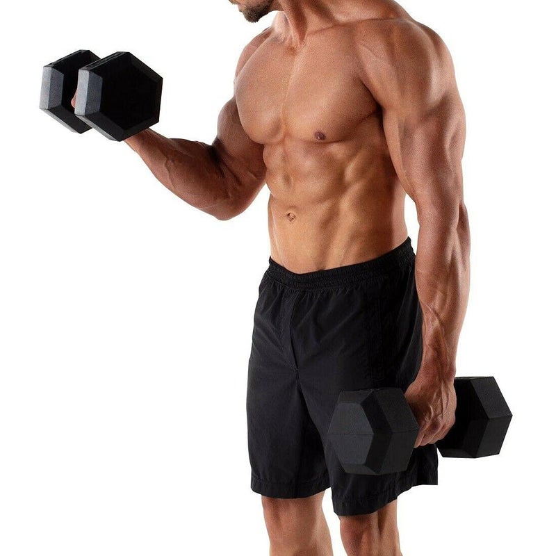 Zoomster Hex Dumbbells Rubber Coated Cast Iron Hex Black Dumbbell Free Weights for Exercises 8 Pounds/Pair - Image 5