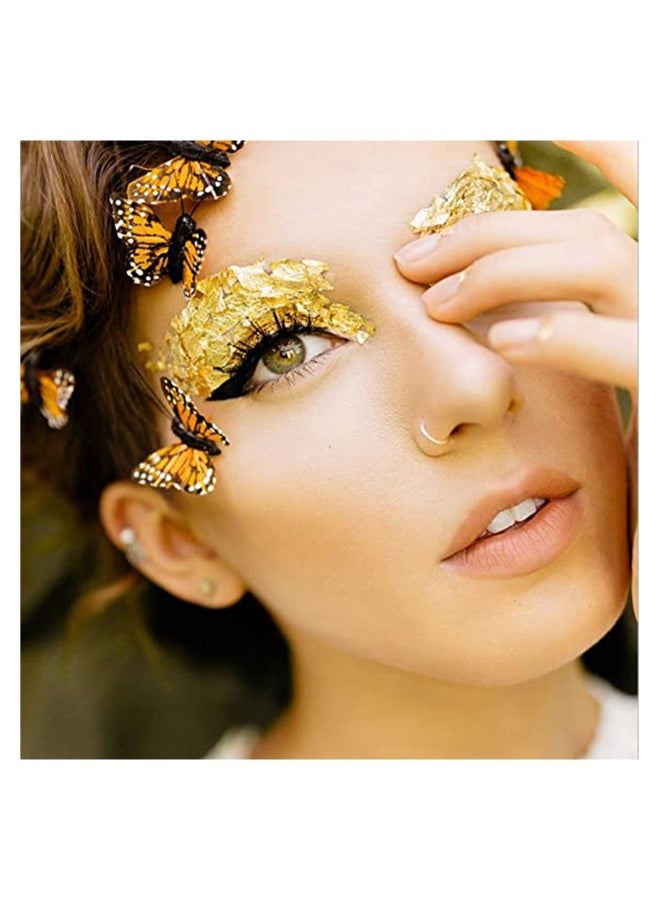 10 PCS Gilding 24K Edible Gold Leaf Sheets 4.33cm x 4.33cm Yellow Real Gold Loose Foil for Makeup Art Gilding Drink Decorations - Image 2