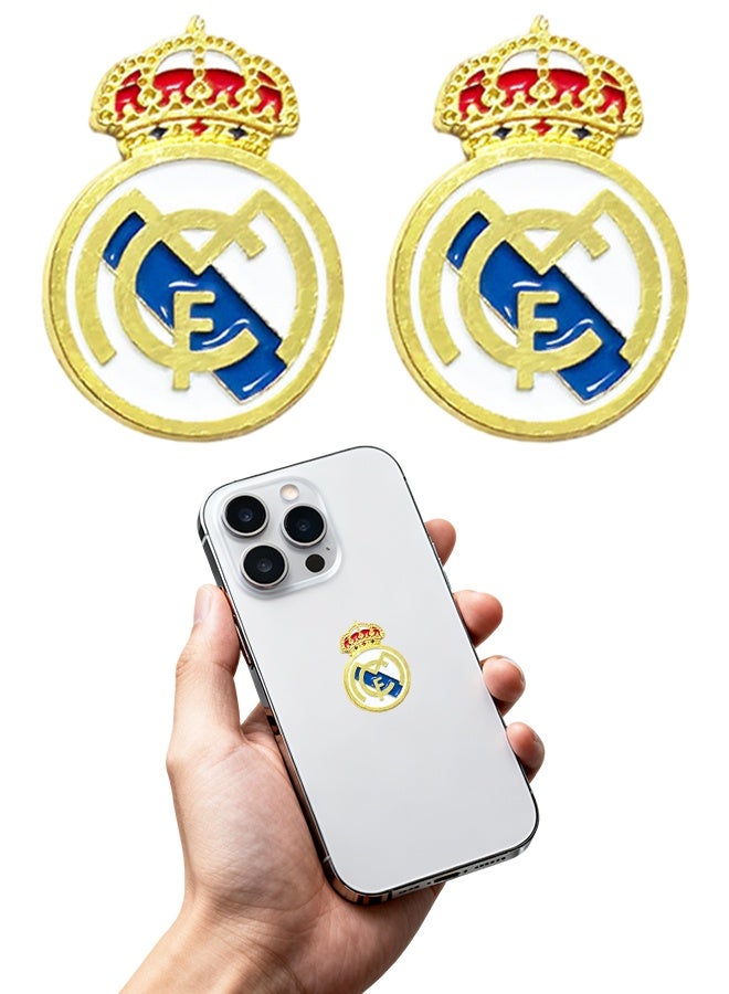 2 Pcs Real Madrid Sticker  Small Size Phone Sticker Metal Material - Image 1