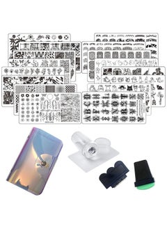 VNC VNC 21 Pcs Nail Stamp Plates Set 16 Plate 2Stamper and 2 Scraper 1storage Bag Nails Art Stamping Plate Scraper Stamper Set Leaves Flowers Animal Nail Plate Template Image Plate Set  - Image 5