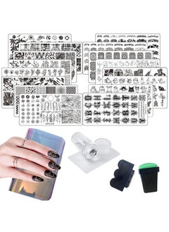 VNC VNC 21 Pcs Nail Stamp Plates Set 16 Plate 2Stamper and 2 Scraper 1storage Bag Nails Art Stamping Plate Scraper Stamper Set Leaves Flowers Animal Nail Plate Template Image Plate Set  - Image 1