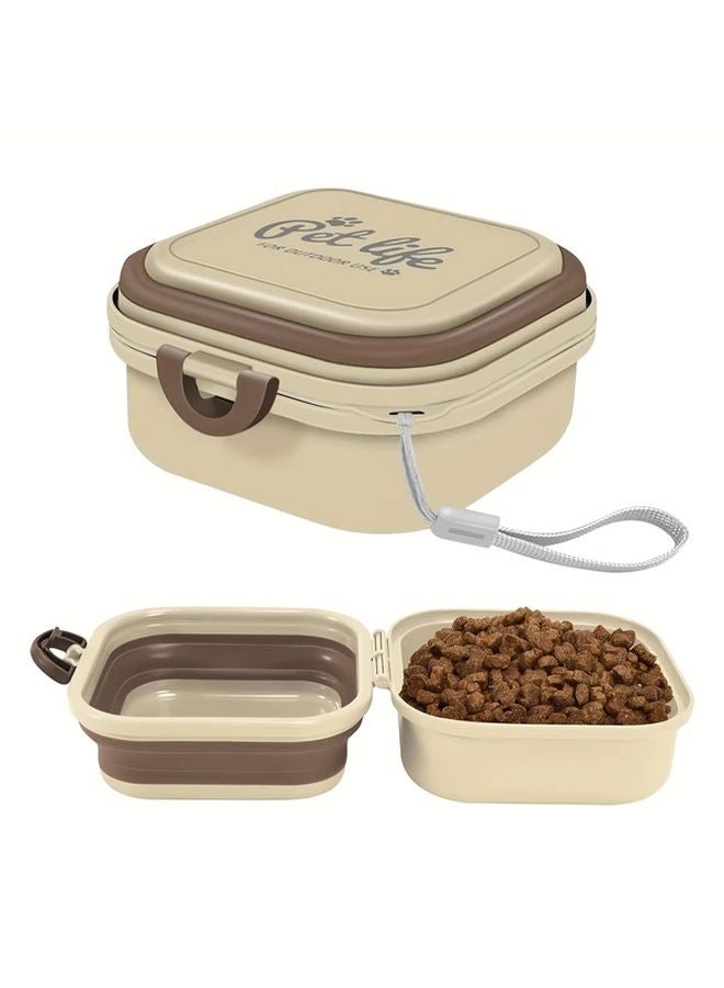 وعاء الحيوانات الأليفة الأخضر المضاد للتسرب 2 في 1، وحامل طعام وماء الكلب المحمول مع غطاء ومقابض - Image 2