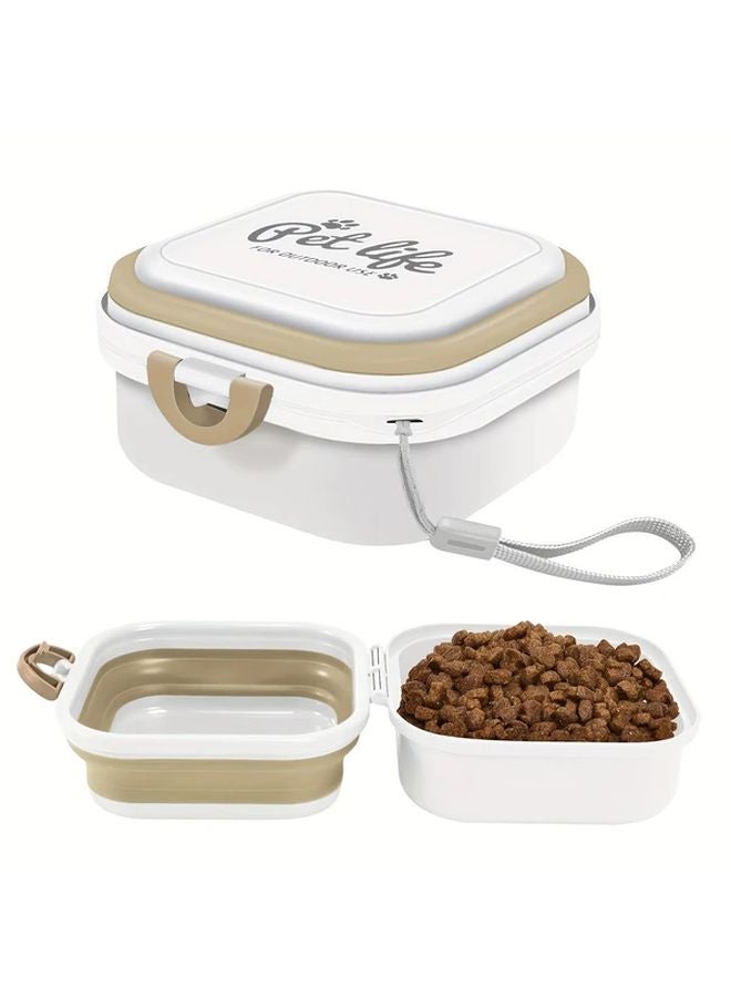 وعاء الحيوانات الأليفة الأخضر المضاد للتسرب 2 في 1، وحامل طعام وماء الكلب المحمول مع غطاء ومقابض - Image 3