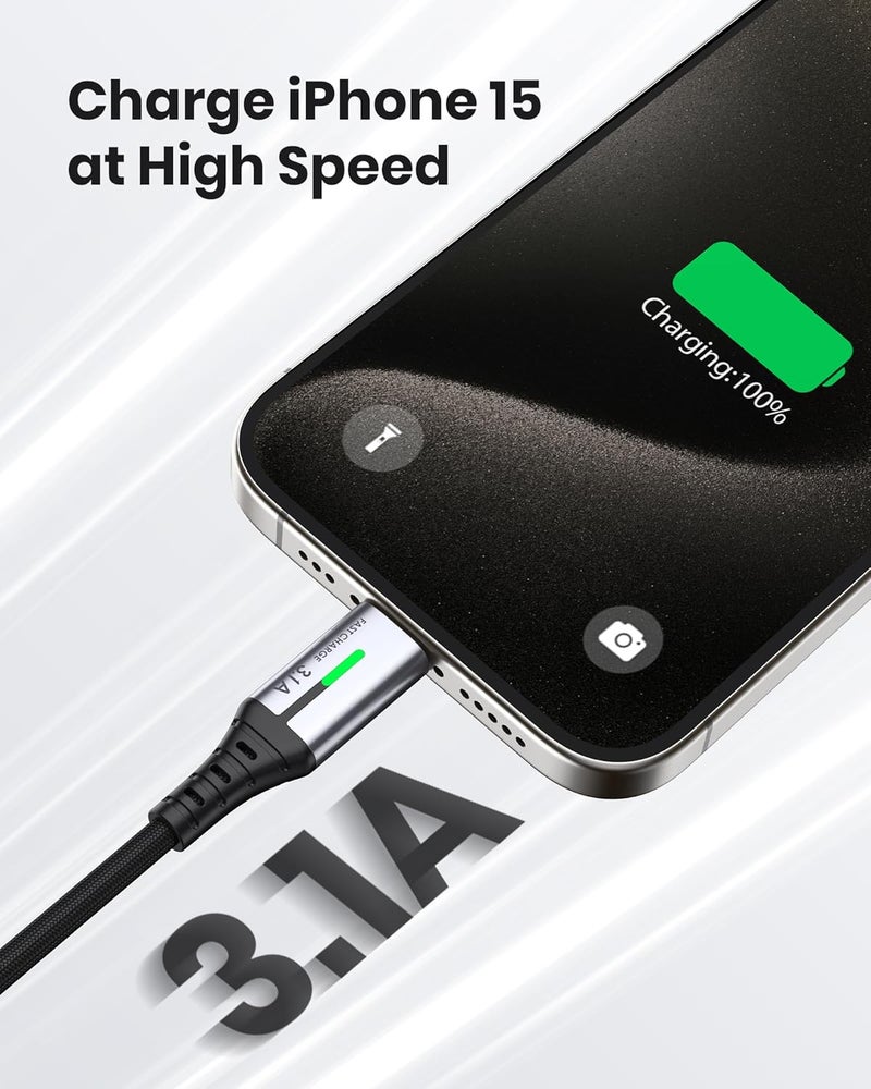 INIU USB C Charger Cable [2M/3.1A], USB A to Type C Fast Charging Cable, Zinc Alloy Braided USB-C Data Cord for iPhone 17 16 15 Pro Max Samsung S24 S23 S22 Google Pixel 7 LG V30 Moto, etc. Durable versatile substance - Image 3