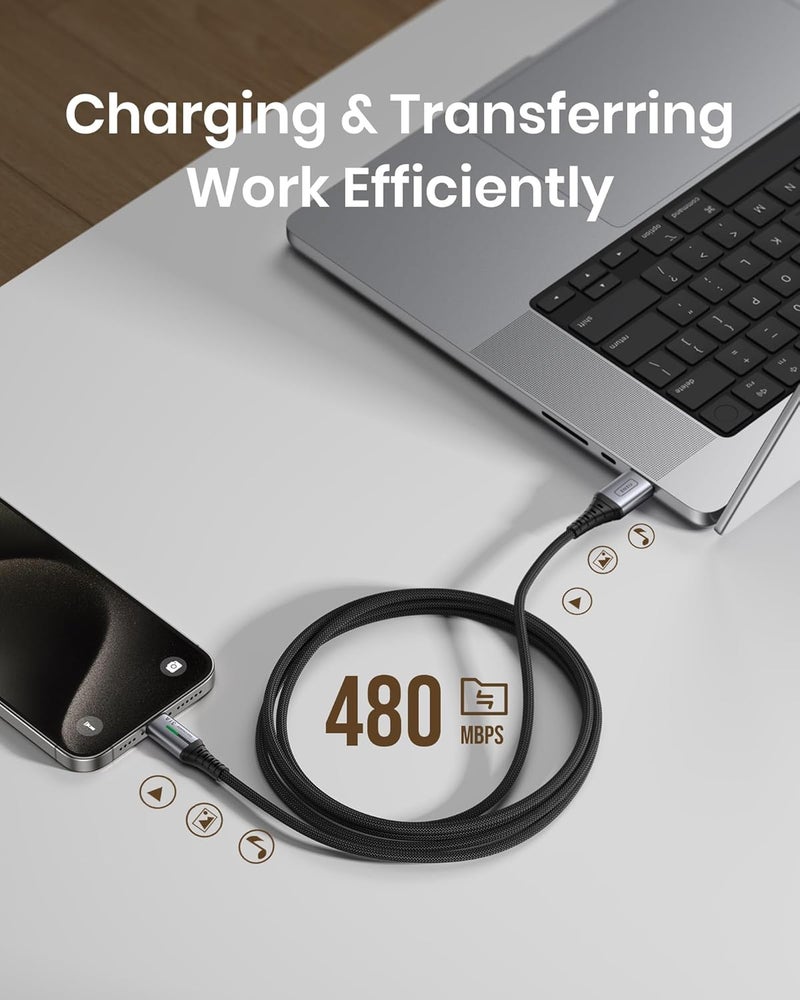 INIU USB C Charger Cable [2M/3.1A], USB A to Type C Fast Charging Cable, Zinc Alloy Braided USB-C Data Cord for iPhone 17 16 15 Pro Max Samsung S24 S23 S22 Google Pixel 7 LG V30 Moto, etc. Durable versatile substance - Image 4