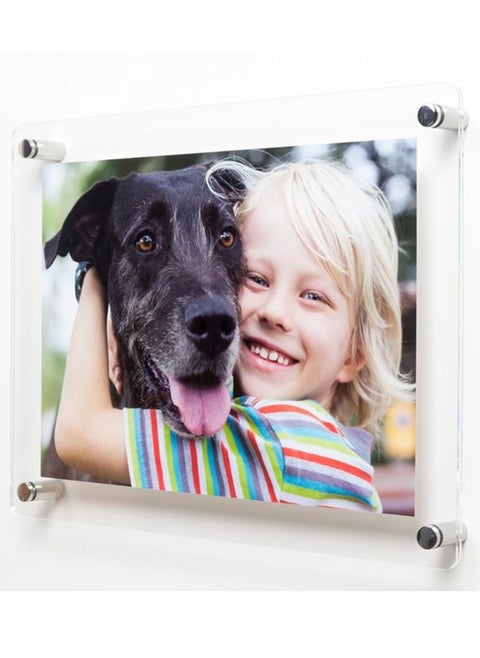 Acrylic - 16.6x11.7 inch Clear Acrylic Wall Mount Picture Frames, A3 Size Floating Frameless Photo Frame for Certificate Poster Display-Double Panel (Full Frame is 19.5 x 14.9 inch)