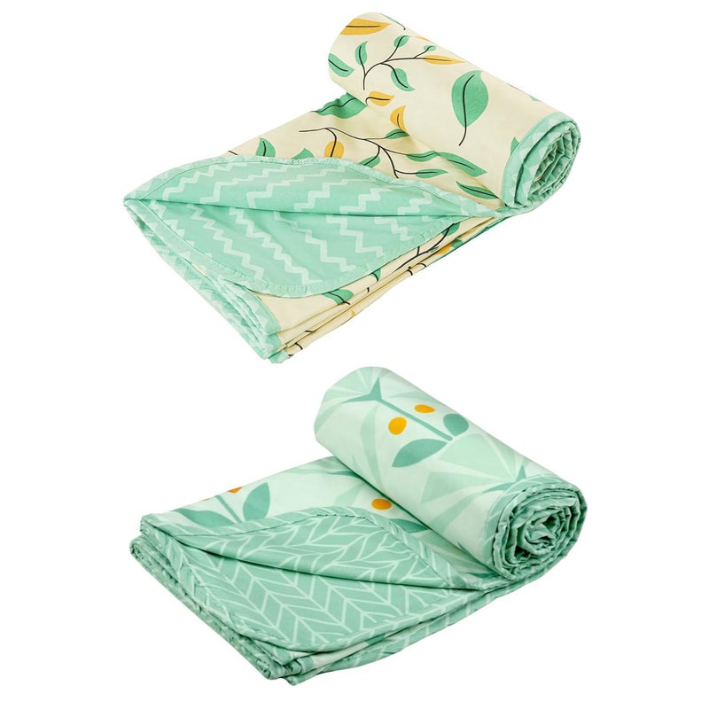 BSB بطانية سرير مفرد قابلة للعكس من BSB HOME قطن نقي 120 GSM خفيفة الوزن مطبوعة - عبوة من 2 (152 × 225 سم - أخضر فاتح وبيستاشيو) - Image 4