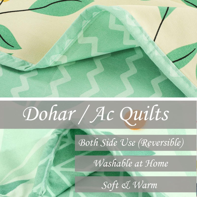 BSB بطانية سرير مفرد قابلة للعكس من BSB HOME قطن نقي 120 GSM خفيفة الوزن مطبوعة - عبوة من 2 (152 × 225 سم - أخضر فاتح وبيستاشيو) - Image 5