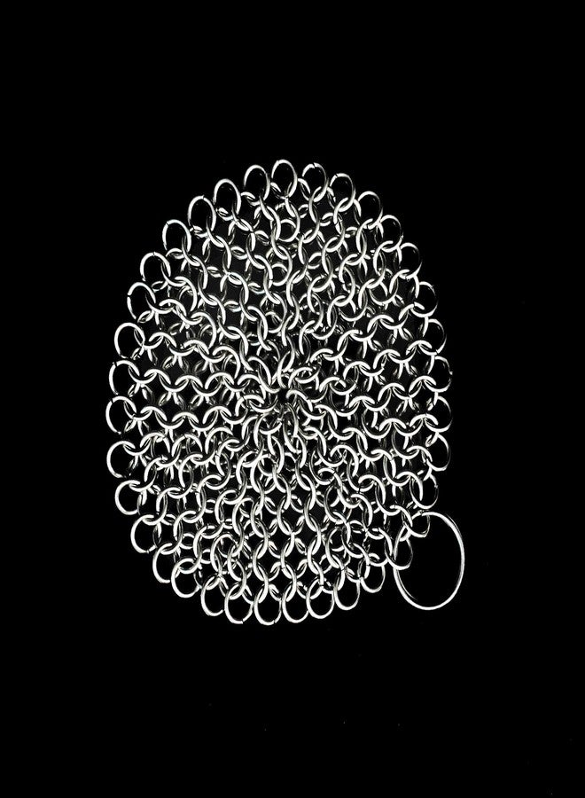 Mythrojan Cast Iron Cleaner 4.5" x 4.5" 316L Stainless Steel Chainmail Scrubber Round For Cast Iron Pan Griddle Skillet Dutch Oven Wok, Pan Pot BBQ Grills - Image 4