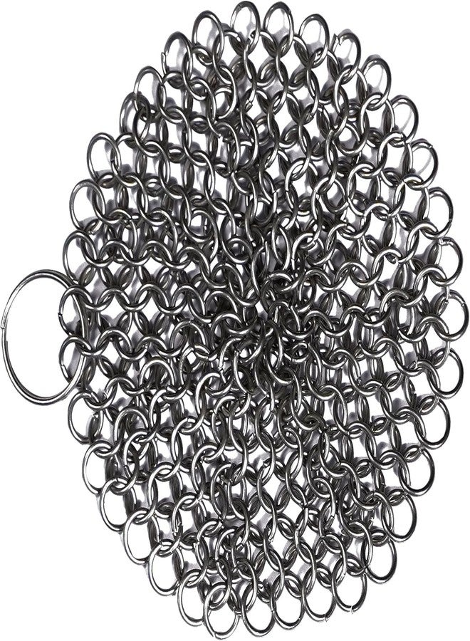 Mythrojan Cast Iron Cleaner 4.5" x 4.5" 316L Stainless Steel Chainmail Scrubber Round For Cast Iron Pan Griddle Skillet Dutch Oven Wok, Pan Pot BBQ Grills - Image 1