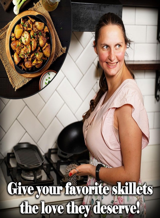 Mythrojan Cast Iron Cleaner 4.5" x 4.5" 316L Stainless Steel Chainmail Scrubber Round For Cast Iron Pan Griddle Skillet Dutch Oven Wok, Pan Pot BBQ Grills - Image 3