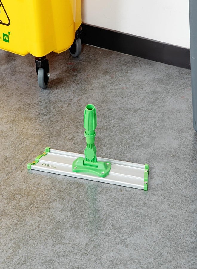 Restaurantware-MOP FRAME ONLY: Clean Tek Professional 16.02 Inch Flat Mop Plate Frame, 1 Hook And Loop - Pads and Handle Sold Separately, Wet Or Dry Pads, Green Aluminum - Image 3