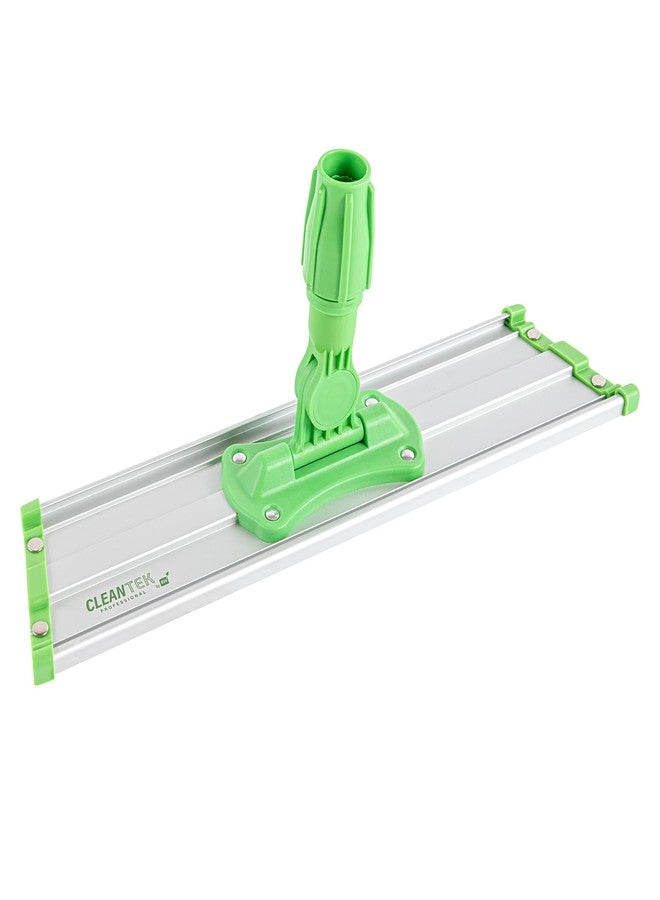 Restaurantware-MOP FRAME ONLY: Clean Tek Professional 16.02 Inch Flat Mop Plate Frame, 1 Hook And Loop - Pads and Handle Sold Separately, Wet Or Dry Pads, Green Aluminum - Image 1