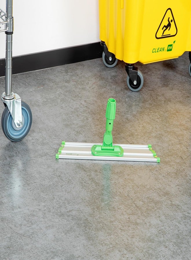 Restaurantware-MOP FRAME ONLY: Clean Tek Professional 16.02 Inch Flat Mop Plate Frame, 1 Hook And Loop - Pads and Handle Sold Separately, Wet Or Dry Pads, Green Aluminum - Image 4