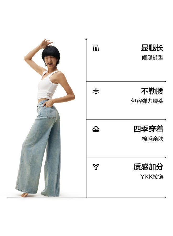 Bananain 505R Washed Wide-Leg Women'S Jeans Relaxed Fit With Slight Stretch Slimming Leg-Shaping Design For Autumn/Winter - Image 5