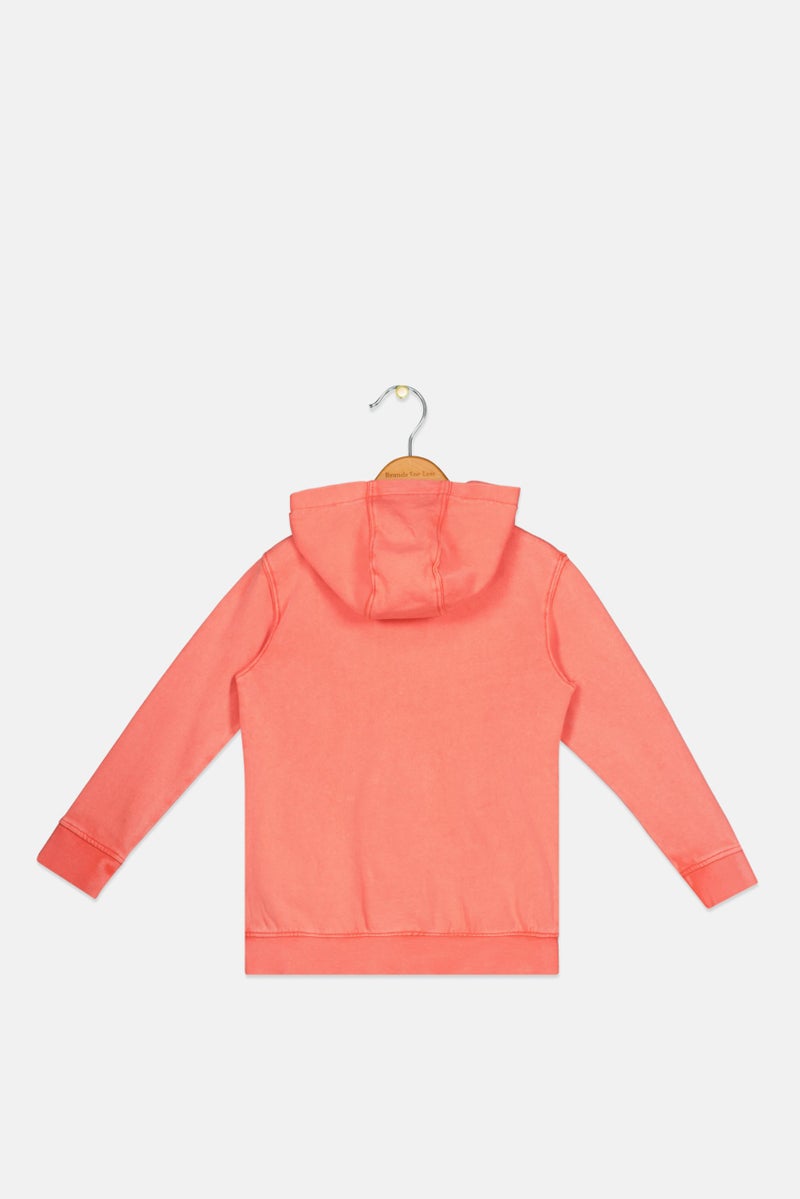 Franklin Marshall Kids Boy Sportswear Fit Hooded Outdoor Sweatshirt, Coral - Image 2