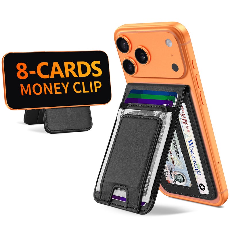 TopMade for MagSafe Wallet with Money Clip, Strongest Magnetic Card Holder for iPhone 17/16/15/14/13/12 Series, for iPhone Wallet with Adjustable Stand, ID Window, RFID Blocking, Black - Image 1