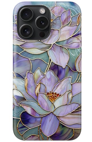 Goodon for iPhone 16 Pro Case Cute - Wireless Charging Compatible - Dual-Layer Hard Shell + Silicone Cover - Protective Phone Case with Trendy Designs for Women - Abstract Lotus - Image 1