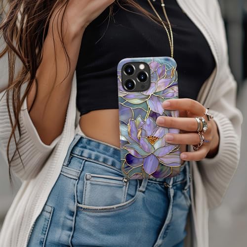 Goodon for iPhone 16 Pro Case Cute - Wireless Charging Compatible - Dual-Layer Hard Shell + Silicone Cover - Protective Phone Case with Trendy Designs for Women - Abstract Lotus - Image 3