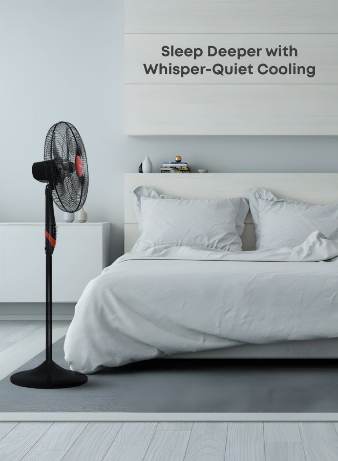 TORNADO Pedestal Stand Fan, 18 inch, Oscillation Directions, 3 Speed Levels & Adjustable Height, 4 Blades, Best for Home & Office, Black x Red - TSF-18XW 220 W TSF-18XW Black x Red - Image 2