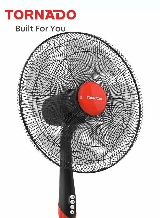 TORNADO Pedestal Stand Fan, 18 inch, Oscillation Directions, 3 Speed Levels & Adjustable Height, 4 Blades, Best for Home & Office, Black x Red - TSF-18XW 220 W TSF-18XW Black x Red - Image 3