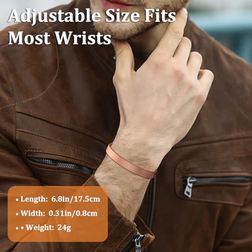 MagEnergy Copper Bracelet for Men and Women, 99.9% Pure Copper Magnetic Bangle with 8pcs 3500 Gauss Magnets, 6.8" Adjustable Jewelry Gift(2Pcs) - Image 3