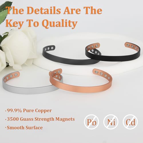 MagEnergy Copper Bracelet for Men and Women, 99.9% Pure Copper Magnetic Bangle with 8pcs 3500 Gauss Magnets, 6.8" Adjustable Jewelry Gift(2Pcs) - Image 2