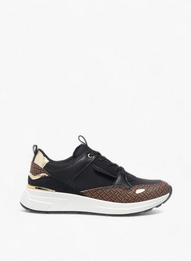 Flora Bella By Shoexpress Womens Monogram Print Sneakers With Lace-Up Closure - Image 3