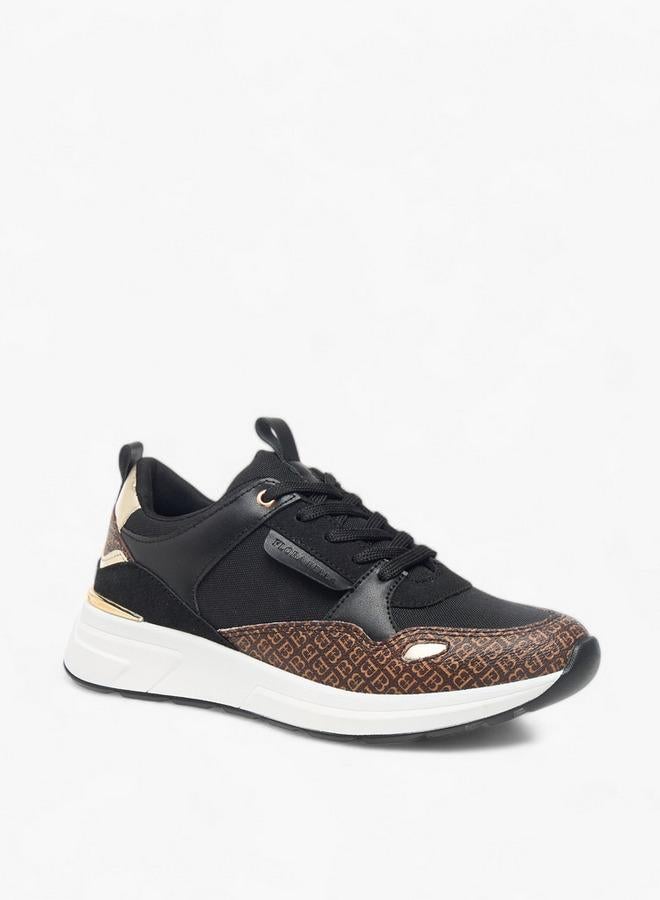 Flora Bella By Shoexpress Womens Monogram Print Sneakers With Lace-Up Closure - Image 1