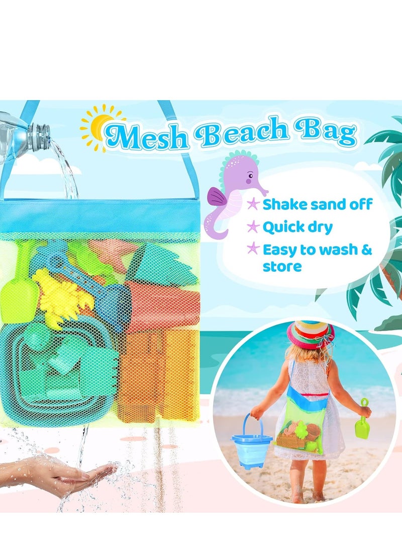 CUNUUDOOL Collapsible Beach Toys for Kids Toddlers, Collapsible Sand Bucket and Shovels Set with Mesh Bag,Travel Sand Castle Building Kit, Sandbox Toys, Foldable Beach Essentials for Toddlers Kids Age 3-10 ﻿ - Image 3