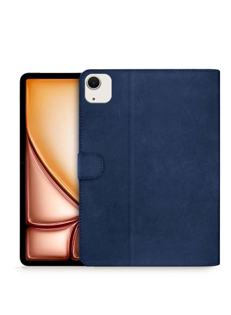 Wtech Apple iPad Air 2025 (7th Generation) M3 13 inch WTech PU Leather Magnetic Closure Flip Case Cover - Navy Blue - Image 1