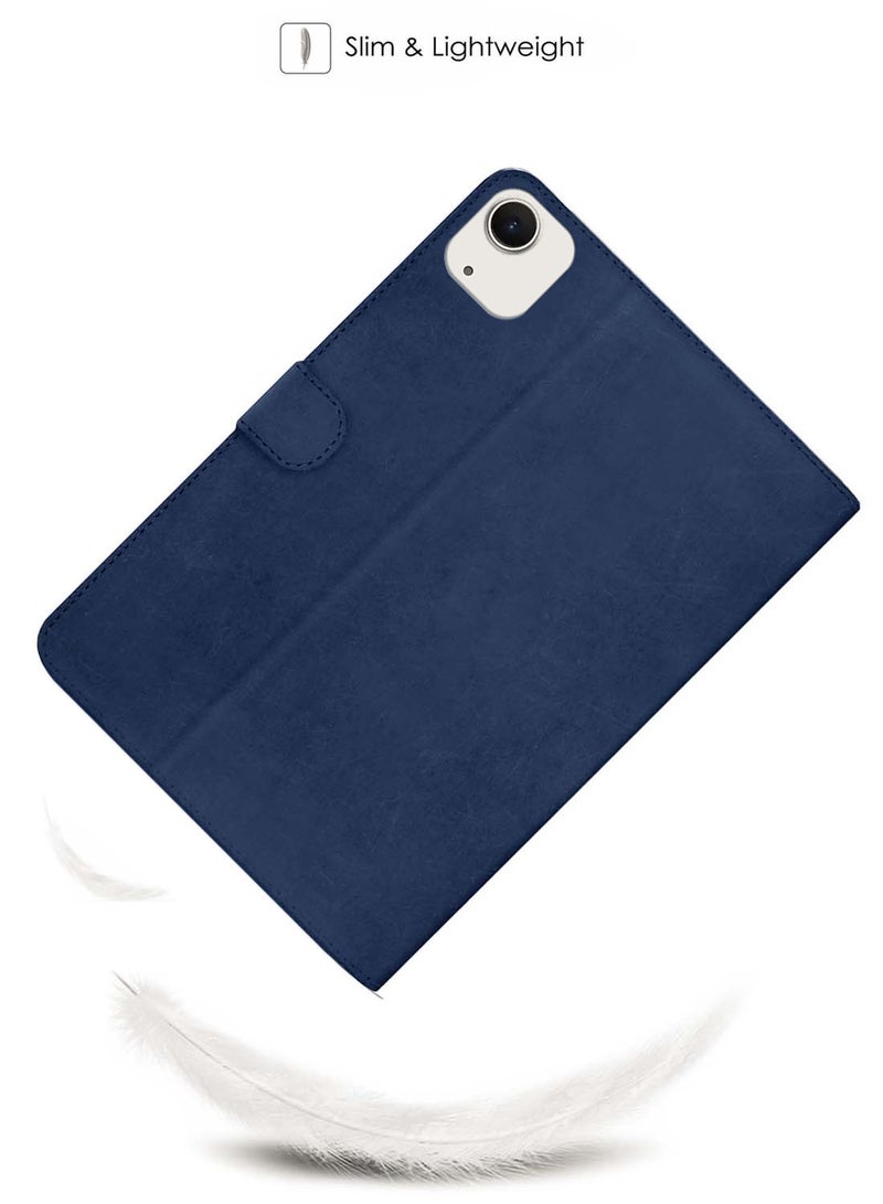 Wtech Apple iPad Air 2025 (7th Generation) M3 13 inch WTech PU Leather Magnetic Closure Flip Case Cover - Navy Blue - Image 2