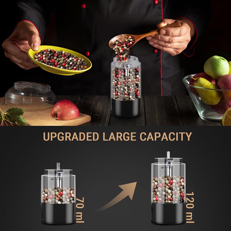 NuvaConx Electric Salt and Pepper Grinder Set, USB Rechargeable, Automatic Salt Pepper Mill Grinder Adjustable Coarseness with LED-Display, 120ml Container, One-Button Control, Suitable for kitchen, restaurant - Image 3