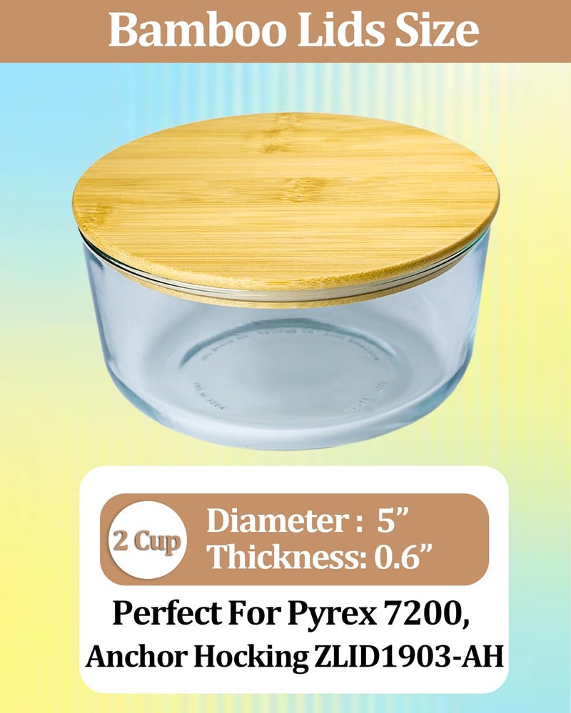 TERESRY Replacement Wooden Lids for Pyrex, Anchor Hocking Glass Containers 7200 * 2, Bamboo Lids for Pyrex 2Cup Glass Bowls, Bowl Covers with Leakproof Silicone Gasket 2 Pack - Image 3