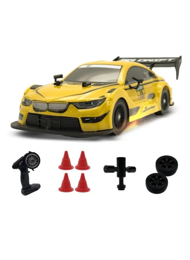 MYTOYS MY TOYS 1:16 Scale 4WD High-Speed RC Drift Car with LED Lights, 2.4GHz Remote Control Racing Vehicle with Rechargeable Battery & Drift Kit Accessories – Yellow - Image 1