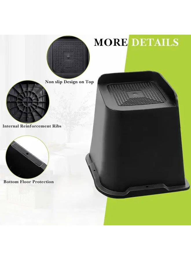 4 Pack L Shaped Bed Risers 6 Inch Heavy Duty Furniture Height Risers For Bed Sofa Chair With Non Slip Base And Rubber Grip For Hardwood Tile Floor Floor Protector - Image 2