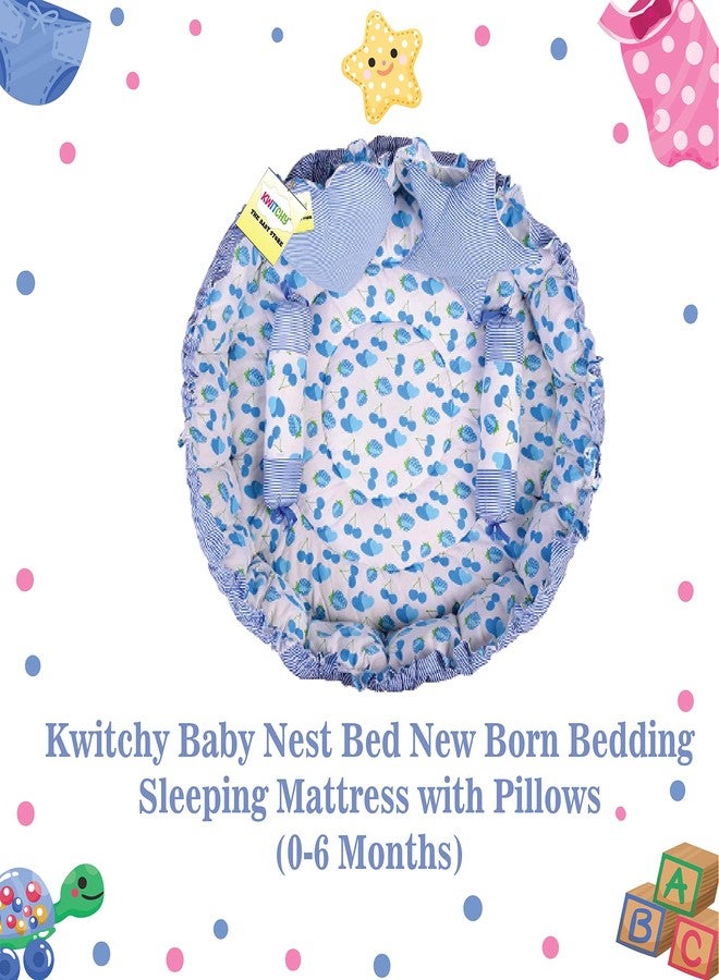 Kwitchy Baby Bed New Born Baby Reversible Bed|Bedding Set|Cotton|Infants|Products All|Gift|Essentials (0-6 Months),Blue - Image 2