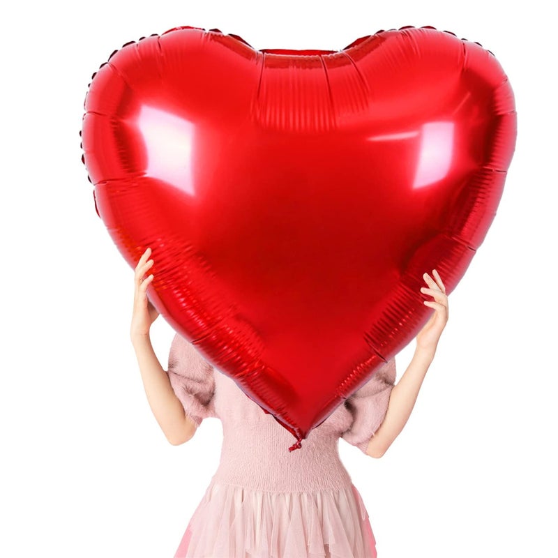 8 Pcs 36 Inch Huge Red Heart Balloons Romantic Large Heart Foil Balloons Valentines Day Balloons for Wedding Engagement Anniversary Party Favor Decorations Red