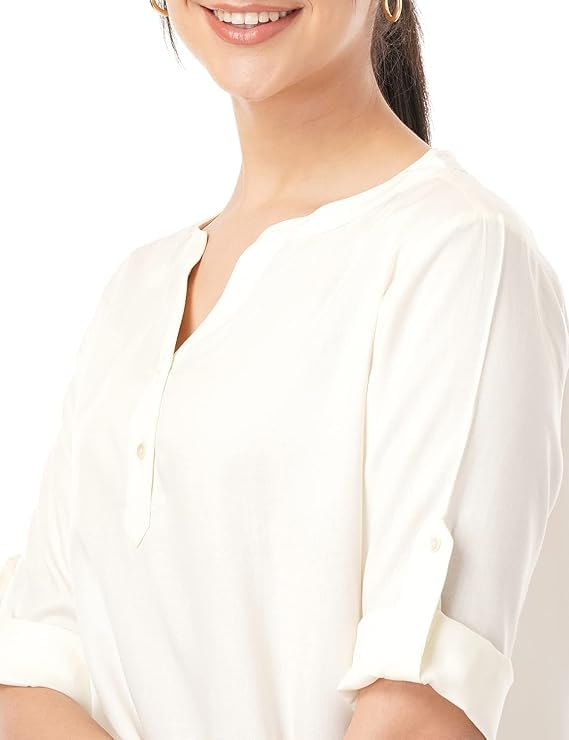 FYLTR Women's Roll -Up Sleeves V-Neck Top - Tops for Women | Shirts for Women | Soft & Comfortable. | Tops for Jeans - Image 4