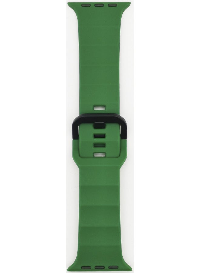Silicone Sport Watchband Suitable For Apple Watch Ultra Iron Buckle Wave Design Fashionable Strap For Men And Women-Color:Alfalfa - Image 1