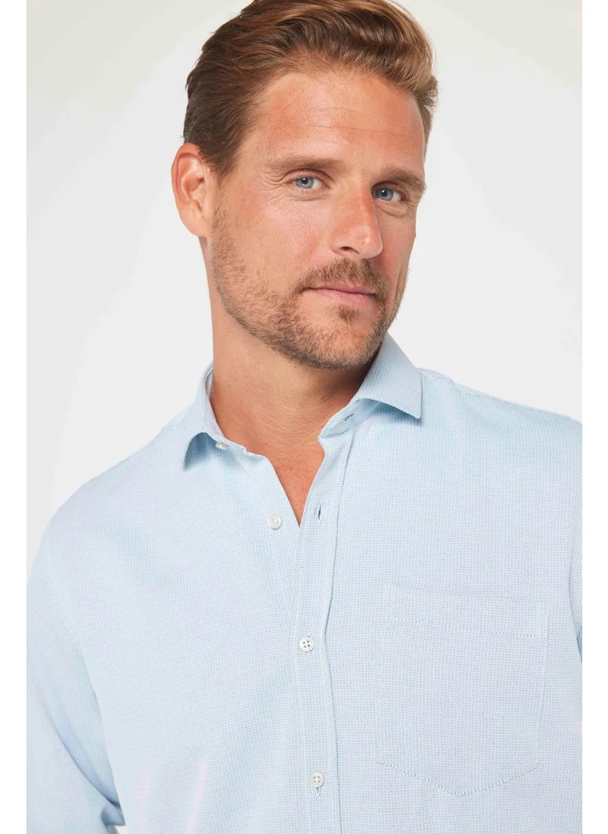 Tudors Men's Regular Fit Classic Cut Cotton Easy Iron Dobby Green Shirt
