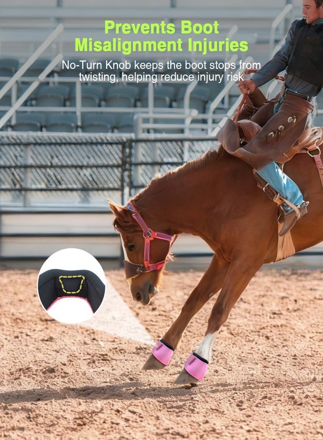 Hilltown Waterproof Bell Boots for Horses - Lightweight, No-Turn Knob, Neoprene Lining, Shock Absorption Material, and Double Hook and Loop Closure for Training, Jumping, and Racing - Pink, L - Image 2