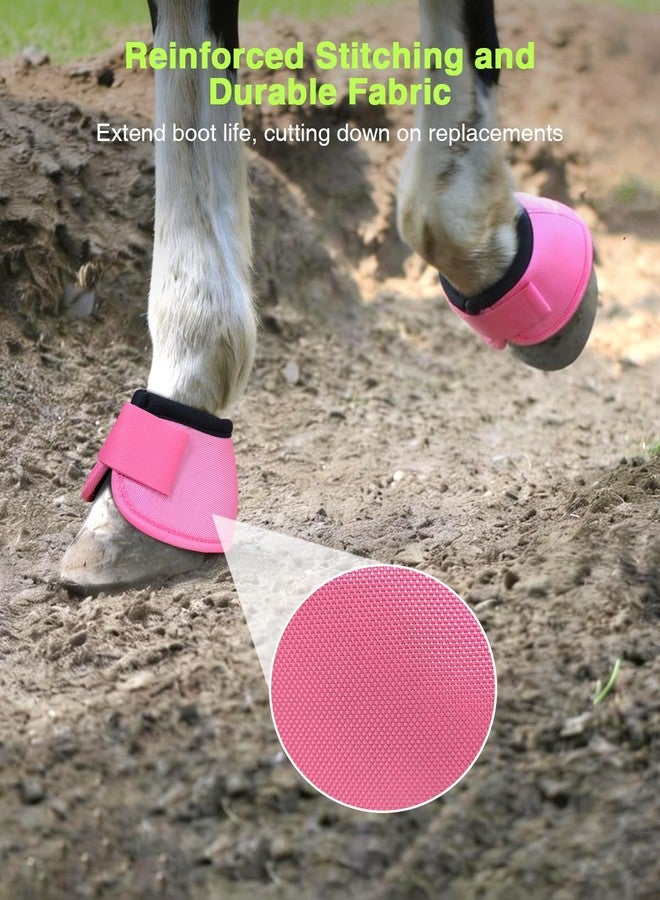 Hilltown Waterproof Bell Boots for Horses - Lightweight, No-Turn Knob, Neoprene Lining, Shock Absorption Material, and Double Hook and Loop Closure for Training, Jumping, and Racing - Pink, L - Image 3
