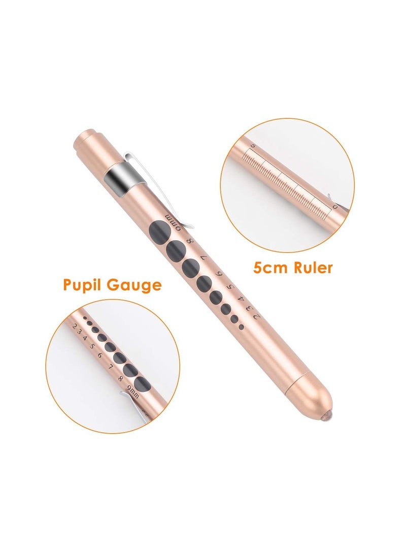Pen Light with Pupil Gauge LED Penlight for Nurses Doctors, 2 Pcs Reusable Medical Penlight for Nursing Students (Rose Gold/White) - Image 2
