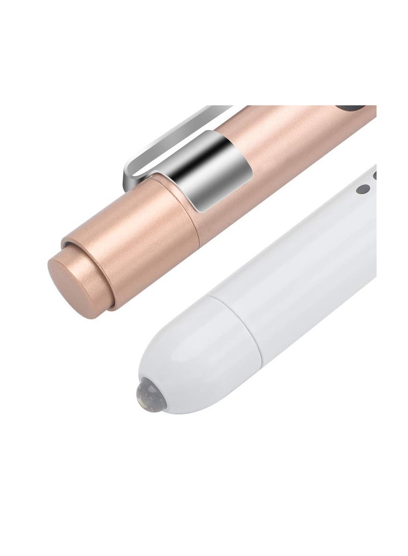 Pen Light with Pupil Gauge LED Penlight for Nurses Doctors, 2 Pcs Reusable Medical Penlight for Nursing Students (Rose Gold/White) - Image 3
