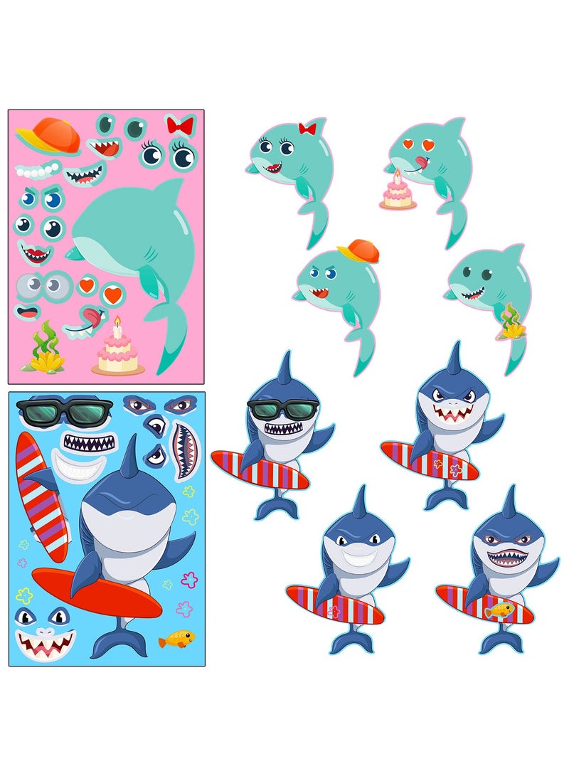 ORAINBOW 18 Sheets Make A Shark Face Stickers Make A Shark Stickers DIY Fun Ocean Animal Sticker Craft Activity for School kids Ocean Themed Room Decorated Mermaid Birthday Party Favor Face Stickers - Image 2